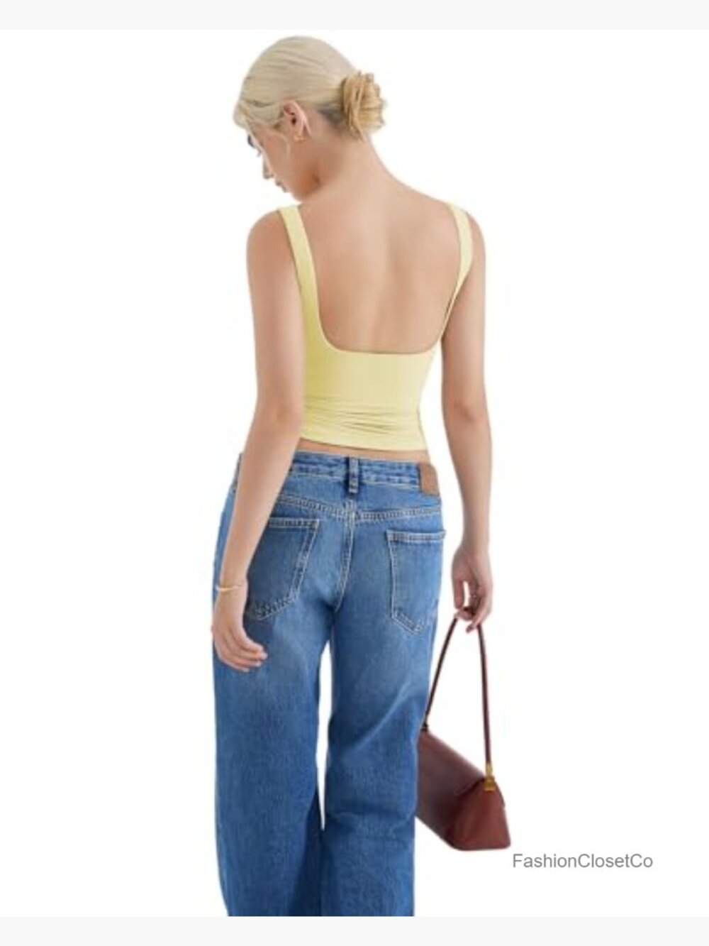 Double Lined Padded Open Back Boat Neck Tank Top - Picture 4 of 6